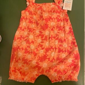 Carters floral onesies - pink and orange